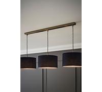 ValueLights Reni Fabric Drum Shade 3 Drop Bar Chrome Diner Ceiling Pendant Light in Navy ValueLights Navy