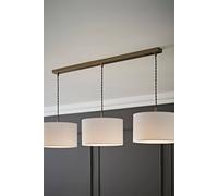 Reni Fabric Drum Shade 3 Drop Bar Chrome Diner Ceiling Pendant Light ValueLights White One Size