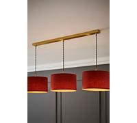 Reni Fabric Drum Shade 3 Drop Bar Gold Diner Ceiling Pendant Light ValueLights Burnt Orange One Size