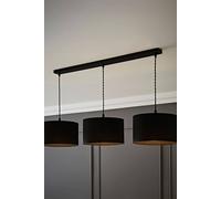 Reni Fabric Drum Shade 3 Drop Bar Matte Black Diner Ceiling Pendant Light ValueLights Black One Size