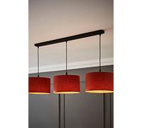 Reni Fabric Drum Shade 3 Drop Bar Matte Black Diner Ceiling Pendant Light ValueLights Burnt Orange One Size