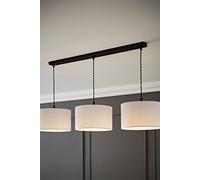 Valuelights Reni Fabric Drum Shade 3 Drop Bar Matte Black Diner Ceiling Pendant Light In White White One Size