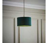 Valuelights Reni Forest Green Fabric Drum Ceiling Lamp Shade (D)25Cm