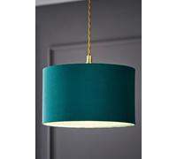 Reni Forest Green Velvet Drum Ceiling Lamp Shade ValueLights Bottle Green One Size