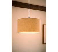 ValueLights | Reni Natural Large Linen Drum Shade 45cm with Warm White Bulb