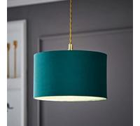 MiniSun | Small Modern Forest Green Velvet Drum Light Shade | Lamp Shades, Home Décor & Improvement Essential | 25cm Shade Width