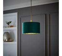 Valuelights Reni Green Velvet & Gold Inner Drum Ceiling Lamp Shade (D)25Cm