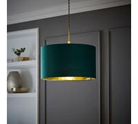 ValueLights | Reni Medium Pendant Shade with Green Velvet & Gold Inner | Shades, Home Décor & Improvement Essential | 350mm Shade Width