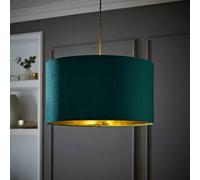 Valuelights Reni Green Velvet & Gold Inner Drum Ceiling Lamp Shade (D)45Cm