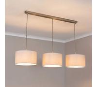 ValueLights Reni Grey Drum Shade 3 Drop Bar Chrome Diner LED Ceiling Pendant Light - Size: 123.5 x 98 x 25cm - Black - Wilko