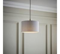 Valuelights Reni Grey Fabric Drum Ceiling Lamp Shade (D)25Cm