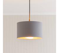 Valuelights Reni Grey Fabric With Metallic Gold Inner Pendant Ceiling Lamp Shade And Bulb Grey 6 inches