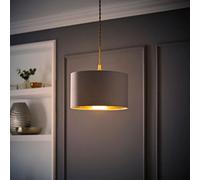 ValueLights | Reni Small Pendant Shade Grey & Gold Inner with Warm White Bulb | Shades, Home Décor & Improvement Essential | Light Bulb Included | 250mm Shade Width