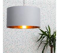 Valuelights Reni Grey & Gold Inner Drum Ceiling Lamp Shade And Bulb (D)45Cm
