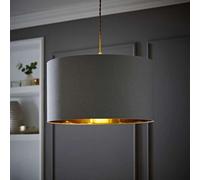 Valuelights Reni Grey & Gold Inner Drum Ceiling Lamp Shade (D)45Cm