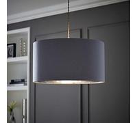 MiniSun | Extra Large Modern Grey and Chrome Drum Light Shade | Pendant Lights, Home Décor & Improvement Essential | 45cm Shade Width