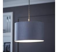Valuelights Reni Grey Velvet Drum Ceiling Lamp Shade (D)25Cm