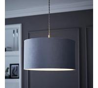 Valuelights Reni Grey Velvet Drum Ceiling Lamp Shade (D)35Cm