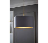 Reni Grey Fabric with Metallic Copper Inner Drum Ceiling Lamp Shade ValueLights Mid Grey 14 inches