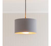 Reni Grey Fabric with Metallic Copper Inner Pendant Ceiling Lamp Shade ValueLights Grey 6 inches