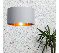 Valuelights Reni Grey With Metallic Gold Inner Easy Fit Drum Ceiling Lamp Shade In Mid Grey Mid Grey 10 inches