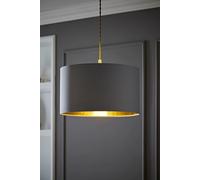 MiniSun | Large Modern Grey and Gold Drum Light Shade | Pendant Lights, Home Décor & Improvement Essential | 35cm Shade Width