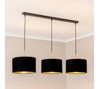 Reni Metallic Drum Shade 3 Drop Bar Black Diner Ceiling Pendant Light ValueLights Gold One Size