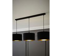 Reni Metallic Drum Shade 3 Drop Bar Black Diner Ceiling Pendant Light ValueLights Gold One Size