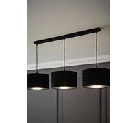 ValueLights Matte Black 3 Bar Ceiling Pendant Black & Chrome Shades