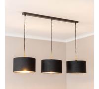 Reni Metallic Drum Shade 3 Drop Bar Black Diner Ceiling Pendant Light ValueLights Silver One Size