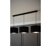 ValueLights Matte Black 3 Bar Ceiling Pendant Black & Chrome Shades