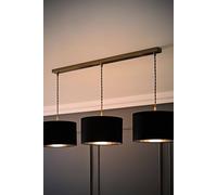 Valuelights Reni Metallic Drum Shade 3 Drop Bar Brushed Chrome Diner Ceiling Light And Bulbs In Black Black One Size