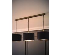 Reni Metallic Drum Shade 3 Drop Bar Brushed Chrome Diner Ceiling Light and Bulbs ValueLights Charcoal One Size