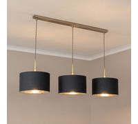 Reni Metallic Drum Shade 3 Drop Bar Brushed Chrome Diner Ceiling Light and Bulbs ValueLights Charcoal One Size