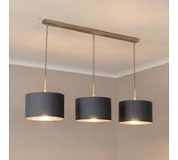 ValueLights Reni Metallic Drum Shade 3 Drop Bar Brushed Chrome Diner Ceiling Light & Bulbs in Grey ValueLights Grey