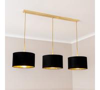 Reni Metallic Drum Shade 3 Drop Bar Brushed Gold Diner Ceiling Light with Bulbs ValueLights Black One Size