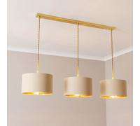 Reni Metallic Drum Shade 3 Drop Bar Brushed Gold Diner Ceiling Light with Bulbs ValueLights Natural One Size