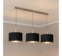 Reni Metallic Drum Shade 3 Drop Bar Chrome Diner Ceiling Pendant Light ValueLights Black One Size