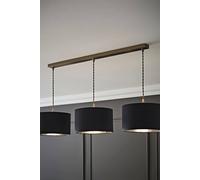 Reni Metallic Drum Shade 3 Drop Bar Chrome Diner Ceiling Pendant Light ValueLights Charcoal One Size