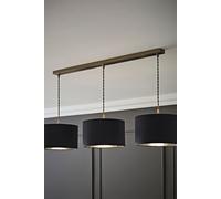 Reni Metallic Drum Shade 3 Drop Bar Chrome Diner Ceiling Pendant Light ValueLights Charcoal One Size