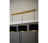 Reni Metallic Drum Shade 3 Drop Bar Gold Diner Ceiling Pendant Light ValueLights Black One Size