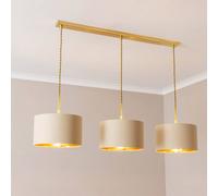 Reni Metallic Drum Shade 3 Drop Bar Gold Diner Ceiling Pendant Light ValueLights Natural One Size