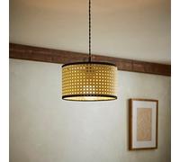 Valuelights Reni Natural Cane Black Trim Drum Ceiling Lamp Shade (D)25Cm