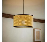 Valuelights Reni Natural Cane Black Trim Drum Ceiling Lamp Shade (D)35Cm