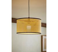 MiniSun | Small Modern Natural Rattan Lamp Shade with Black Trim | Home Décor, Bedside & Desk Lamp | 250mm Shade Width