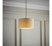 MiniSun | Small Modern Natural Fabric Drum Light Shade | Lamp Shades, Home Décor & Improvement Essential | 25cm Shade Width
