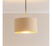 ValueLights | Reni Small Pendant Shade Natural & Gold Inner with Warm White Bulb | Shades, Home Décor & Improvement Essential | Light Bulb Included | 250mm Shade Width