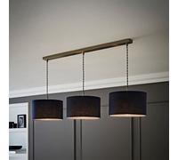 Valuelights Reni Navy Blue Drum Shade 3 Drop Bar Brushed Chrome Diner Ceiling Pendant Light