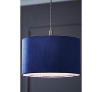 MiniSun | Medium Modern Navy Blue Velvet Drum Light Shade | Lamp Shades, Home Décor & Improvement Essential | 35cm Shade Width