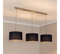 Valuelights Reni Navy Drum Shade 3 Drop Bar Chrome Diner Ceiling Pendant Light With Bulbs